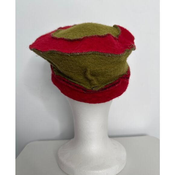 Vintage 1990s Italian Felt Rose Statement Hat Platania Wool Blend main image 4